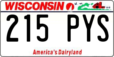 WI license plate 215PYS