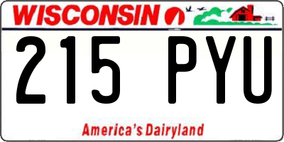 WI license plate 215PYU