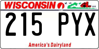 WI license plate 215PYX