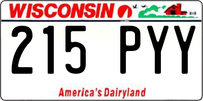 WI license plate 215PYY