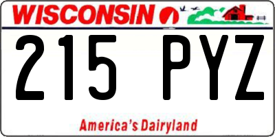 WI license plate 215PYZ
