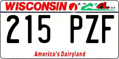 WI license plate 215PZF