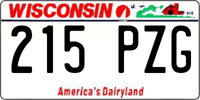 WI license plate 215PZG