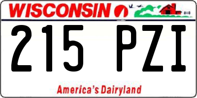 WI license plate 215PZI
