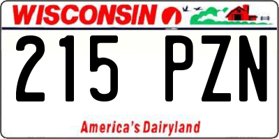 WI license plate 215PZN