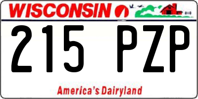 WI license plate 215PZP