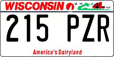 WI license plate 215PZR