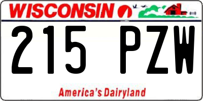 WI license plate 215PZW
