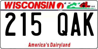 WI license plate 215QAK