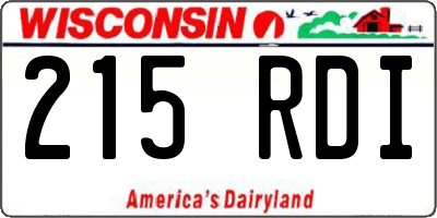 WI license plate 215RDI