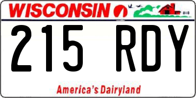 WI license plate 215RDY