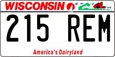 WI license plate 215REM