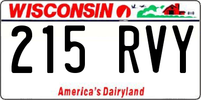 WI license plate 215RVY