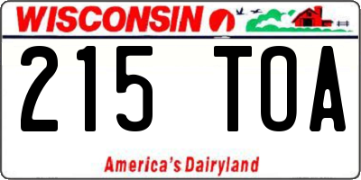 WI license plate 215TOA