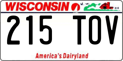 WI license plate 215TOV