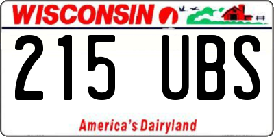 WI license plate 215UBS