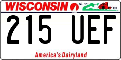 WI license plate 215UEF