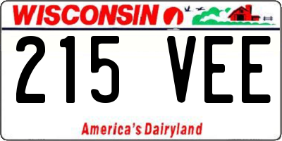 WI license plate 215VEE