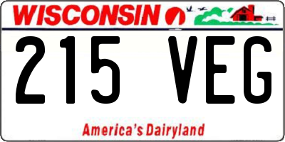 WI license plate 215VEG