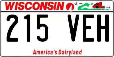 WI license plate 215VEH