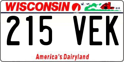 WI license plate 215VEK