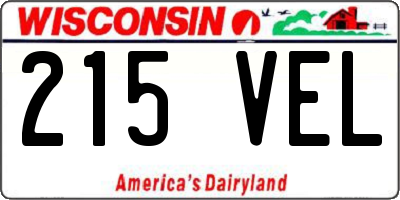 WI license plate 215VEL
