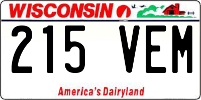 WI license plate 215VEM