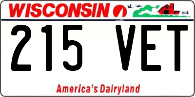 WI license plate 215VET