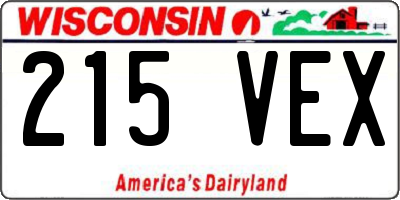WI license plate 215VEX