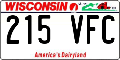 WI license plate 215VFC