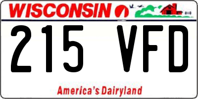 WI license plate 215VFD