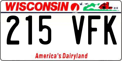 WI license plate 215VFK