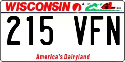 WI license plate 215VFN