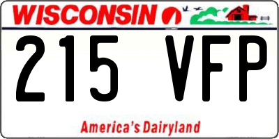 WI license plate 215VFP