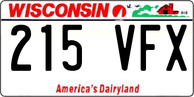 WI license plate 215VFX