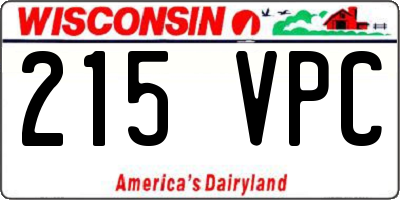 WI license plate 215VPC