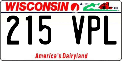 WI license plate 215VPL
