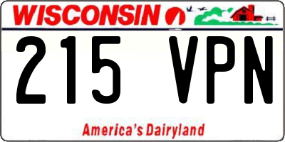 WI license plate 215VPN