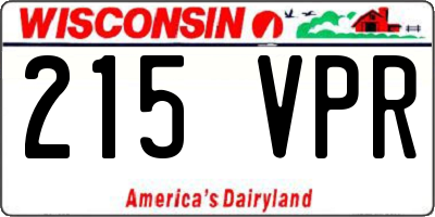 WI license plate 215VPR