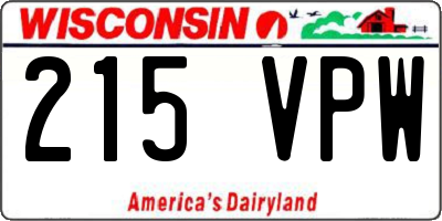WI license plate 215VPW