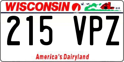 WI license plate 215VPZ