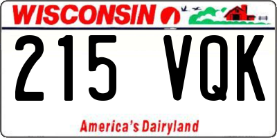 WI license plate 215VQK