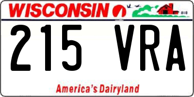 WI license plate 215VRA