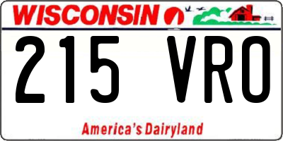 WI license plate 215VRO