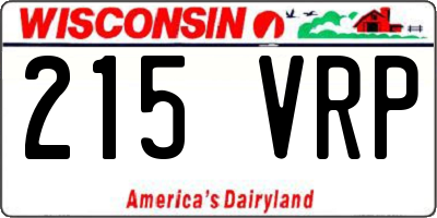 WI license plate 215VRP