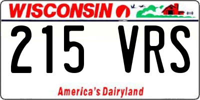 WI license plate 215VRS