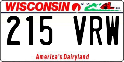WI license plate 215VRW