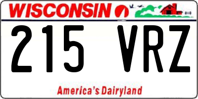 WI license plate 215VRZ