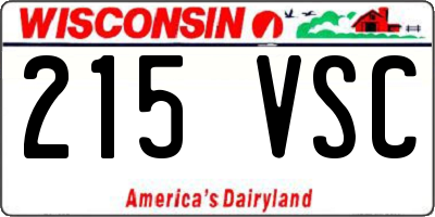 WI license plate 215VSC