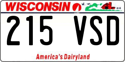 WI license plate 215VSD